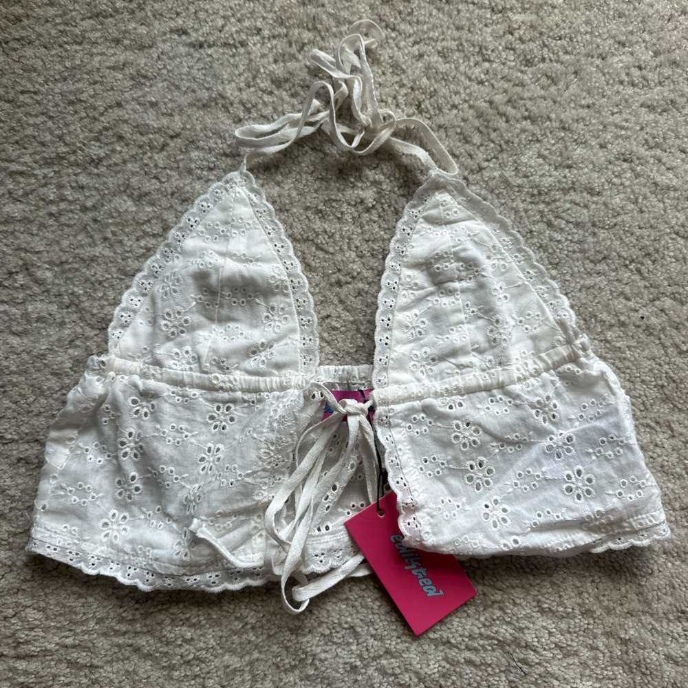 Edikted White Eyelet Lace Top